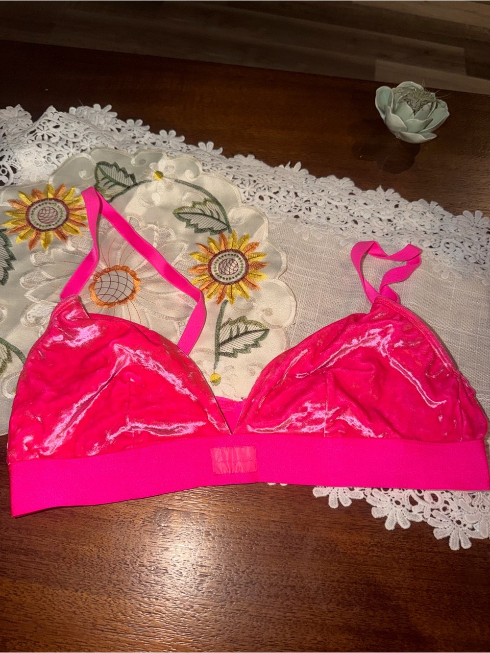 PINK Victoria's Secret Hot Pink Velvet Bralette